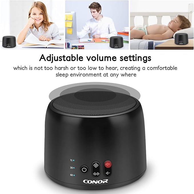 Conor White Noise Machine, Sleep Sound Machine - 24 High Fidelity Soothing Fan & White Noise Sounds, Timer & Memory Feature, Portable Office Privacy or Travel Sleep Therapy for Baby, Kids, Adults