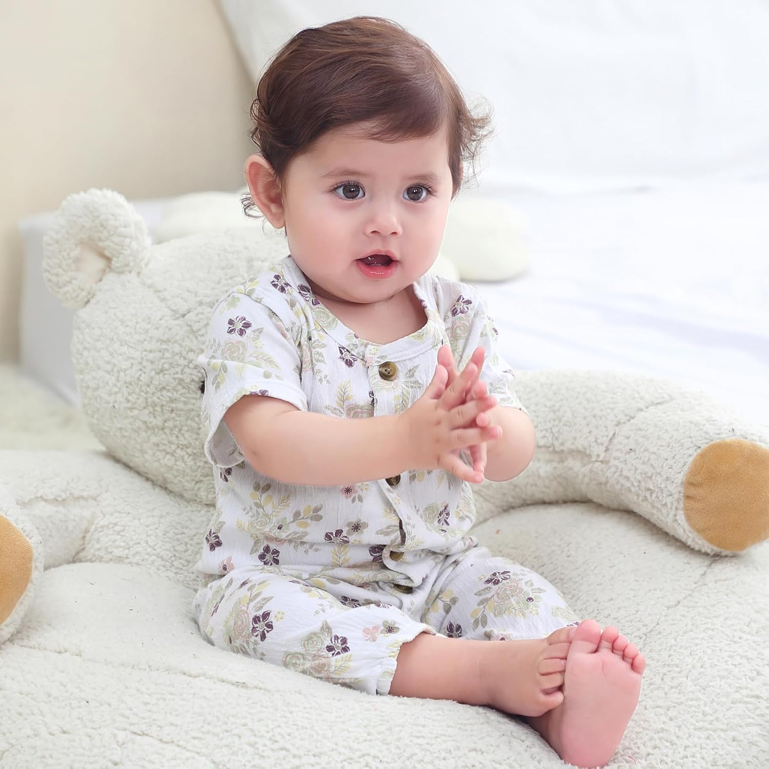 Baby Girl Romper Button Jumpsuit Summer Infant Boy Clothes for 0-24 Months