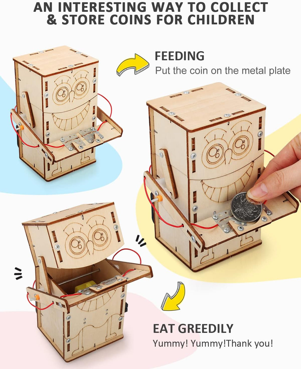 Poraxy 4 Set STEM Kits for Kids Ages 8-10 10-12, Toys for Ages 8-13, Music Box, Robot 3D Puzzle Educational Science Building Projects Crafts, Birthday Gifts for Boys Girls 7 8 9 10 11 12 13 Year Old
