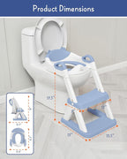 Forbena Boys Potty Training Seat with Step Stool Ladder, Toilet Potty Seat for Baby Boy Toddlers, Kids Chair Stairs with Handles and Soft Cushion (White and Blue)