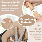 BABY JOY Baby High Chair, 6 in 1 Convertible Wooden High Chair for Babies & Toddlers with Adjustable Legs, Double Removable Tray, Safety Harness & Waterproof PU Cushion (Coffee)