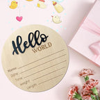 Baby Announcement Sign, 5.9 Inch Wooden Hello World Newborn Signs, Birth Announcement Sign, Baby Shower Hospital Nursery for Newborn Boys and Girls (Black,Pen)