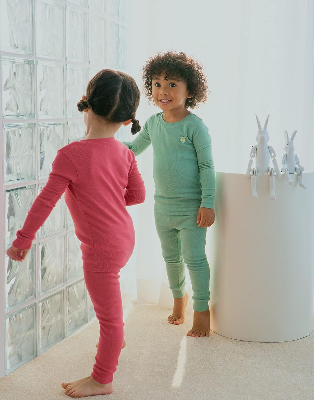 moimoln Pajamas Set 6M-5Y Solid Ribbed Unisex Baby & Toddler, Soft Viscose, Snug-Fit, Everyday Sleepwear