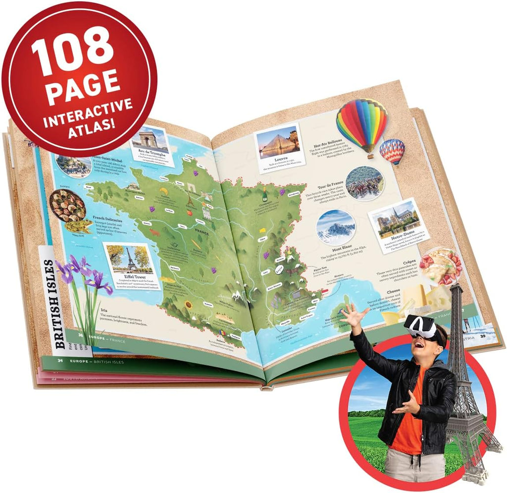 Virtual Reality World Atlas Gift Box - Illustrated Interactive VR Atlas and STEM Learning Activity Set - for Ages 8 and Up