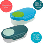 b.box Snack Box 2-Pack - Leak Proof Mini Bento Box for Kids & Toddlers, 2 Compartment Snack Containers, Dishwasher Safe, BPA-Free, PFAS-Free, Ages 4mo+, 1 3/4 Cup Each (Ocean Breeze + Emerald Forest)