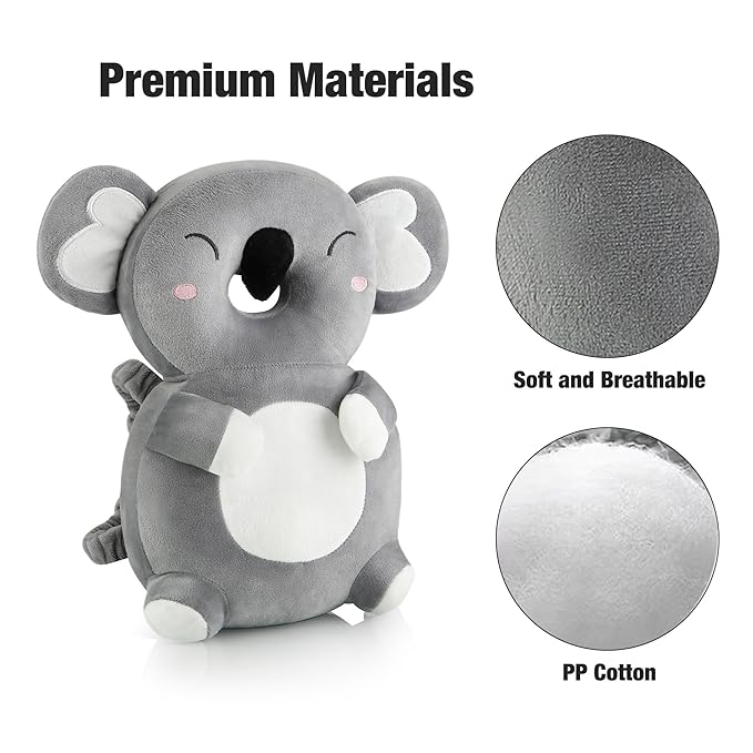 PandaEar Baby Head Protection Backpack, Toddler Walking Head Protector, Adjustable Head Protector Pad Safety Cushion (Koala Grey)