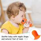 Teething Toys 3-6 Months, Mombella Clownfish Teethers for Babies 6-12 Months, Soft Silicone Baby Teether Toys with Anti Drop Clip, Baby Chew Toys 6 to 12 Months, Infant Teething Relief Toy, Orange