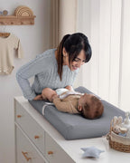 Blissful Diary Muslin Changing Pad Cover for Girls Boys, Ultra Soft Breathable Cotton, Baby Diaper Change Table Pad Covers, 2Pack (Light Blue&Grey)