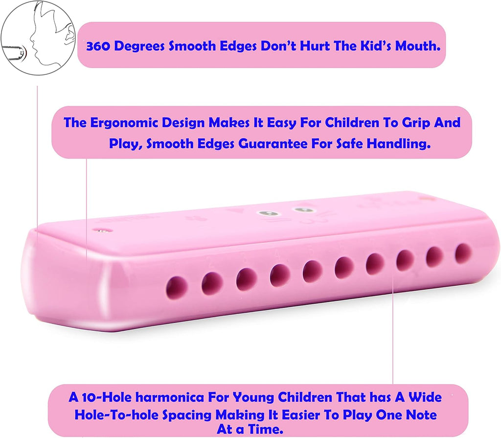 Color Blues Harmonica, Key of C for Kids, Children, Toddler and Beginners,10 Hole 20 Tones Musical Instrument Toy Gift
