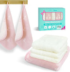 VOOVA & MOVAS 6 Pack 100% Cotton Baby Washcloths | 12x12 Inches | Highly Absorbent | Ultra-Soft Newborn Towels | Perfect Set | Jacquard Cherry & Ivory Colors