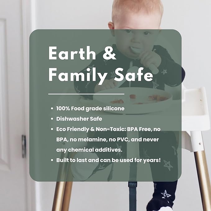 Miniware Silicone Baby Spoon for Training - BPA Free Baby Utensils - Baby Spoons Self Feeding 6 Months | 100% Food Grade Silicone - Modern & Dishwasher Safe Toddler Spoons (Grey and Lavender, 2 Pack)