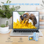 1000X Handheld Microscope for Kids, 4K 2.0" Screen Mini Pocket Microscope with 6 Adjustable LED Lights, Edu Science Birthday Gifts for Kids Ages 8-12, 32G SD Card Included - Blue