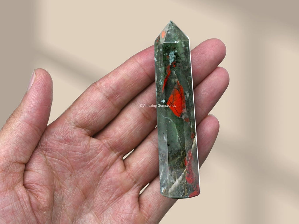 Amazing Gemstone African Bloodstone Crystal Towers ~ Natural Healing Crystal Point Obelisk for Reiki Healing and Crystal Grid (3- Inch)