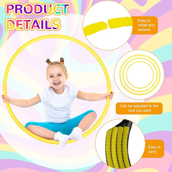Shappy 6 Pcs Exercise Hoop Detachable Adjustable Plastic Toy Playground Toys Colored Hoop Circles for Teens Games Gymnastics Dog Agility Equipment Party Decor