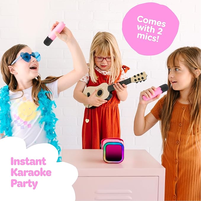 Move2Play, Karaoke Machine for Kids | Includes 20+ Kid Songs | 2 Microphones | Connect with Bluetooth | 3, 4, 5, 6, 7+ Year Old Gift | Toy for Girls, Boys, & Toddler | Birthday Present