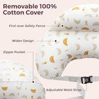 Momcozy Original Nursing Pillow for Breastfeeding-Pioneering Safety Fence- Wider Feeding Pillows for More Support for Mom & Baby- Easier Nursing & Hand Free- Fit for All, Removable Cotton Cover