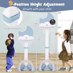 Costzon Kids Basketball Hoop with Electronic Scoreboard Cheer Sound, 4 in 1 Height Adjustable Toddler Basketball Hoop with Soccer, Golf, Ring Toss Game for Indoor Outdoor, Gift(Light Blue Moon)