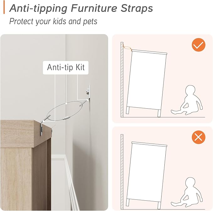 WAMPAT Kids Dresser with 9 Drawers, Baby Dressers with Wide Chest of Drawers, Mid Century Modern Wooden Closet Storage Organizer, Large Wood Dressers for Bedroom, Nursery, Hallway, Beige, 102 inch