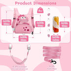 Dr.meter 3 in 1 Toddler Harness Leash + 8.2ft Anti Lost Wrist Link, Cute Dinosaur Kids Anti Lost Leash with Key Lock, Child Walking Harness for Parent Boys Girls Keep Kids Close, Travel Essensials