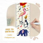 Personalized Name Kids Growth Chart, Watercolor Animal Canvas Height Measurement Ruler for Baby, Kids Height Wall Chart for Child's Room Decoration, Waterproof Measuring Wall Ruler
