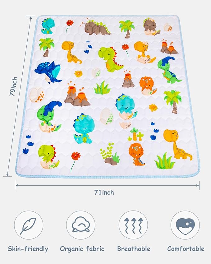 Baby Play Mat 71" X 79" Large Baby Floor Play Mat One-Piece Baby Crawling Mat Non-Slip Cushioned Baby Floor Mat, Activity Playmats for Infants, Babies, Toddlers (71x79, Dinosaur)