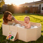 Foldable Baby Bathtub, RONBEI Collapsible Baby Bath Tube Portable Toddler Newborn Bathtub for Shower, Newborn Infant Bathtub with Non-Slip Base