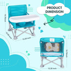 Portable Booster Seat, Toddler Baby Seat with Tray for Dining Table Compact Floor Chair for Camping Lawn Beach Babies Travel 6-36 Months