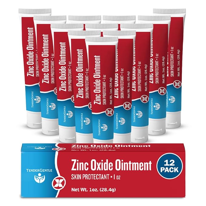 Zinc Oxide Ointment for Adults and Babies - 1 oz Diaper Rash Ointment, 12 Pack - Skin Protectant for Diaper Rashes, Cuts, and Burns