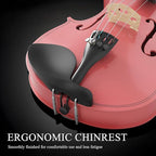 1/8 Violin Kit, Beginner Violin for Kids, Students, Complete Kids Violins Set with Case, Bow, Rosin, Ideal for Kids Violins Beginner Ages 4-5, Pink