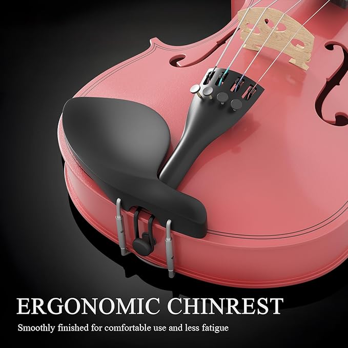 1/8 Beginner Violin Kit, Complete Violin Set with Case, Bow, Rosin,Pink