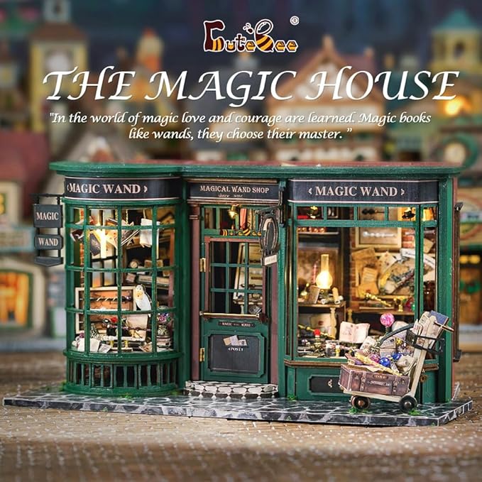 CUTEBEE DIY Miniature Dollhouse Kit, DIY Wooden Dollhouse Kit Miniature House Kit, Mini House Model for Adults and Teens, Creative Room Decorations, Gifts Idea for Family and Friends（Magic House