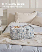 Blissful Diary Floral Diaper Caddy Organizer, Stylish Nursery Storage Basket, Gift for Baby Shower, Baby Registry Must Have, Newborn Essentials, Blue Floral