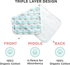 Premium 5-Pack Large Organic Cotton Burp Cloths – 3 Layers, Ultra Soft & Absorbent Burping Towel, Shoulder Towel & Hand Towel