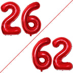 GOER Number 26 Balloons for 26th Birthday Party Decorations,42 Inch Jumbo Foil Helium 62 Balloons for 62nd Birthday Party Decoration (Red)