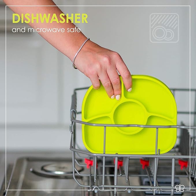 bblüv - Yümi – Food Grade Silicone, BPA-Free, Suction Plate, Microwave & Dishwasher Safe, Anti-Spill Plate & Spoon Set w/Baby Utensils - for Baby & Toddler