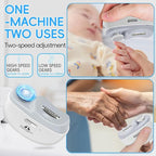 Electric Nail Clipper 2 in 1, Baby Nail Trimmer Electric, Baby Automatic Nail File with Polishing, LED Lights, Nail Chip Storage, USB Charging, 2 Speed Levels for Babies and Adults (White)
