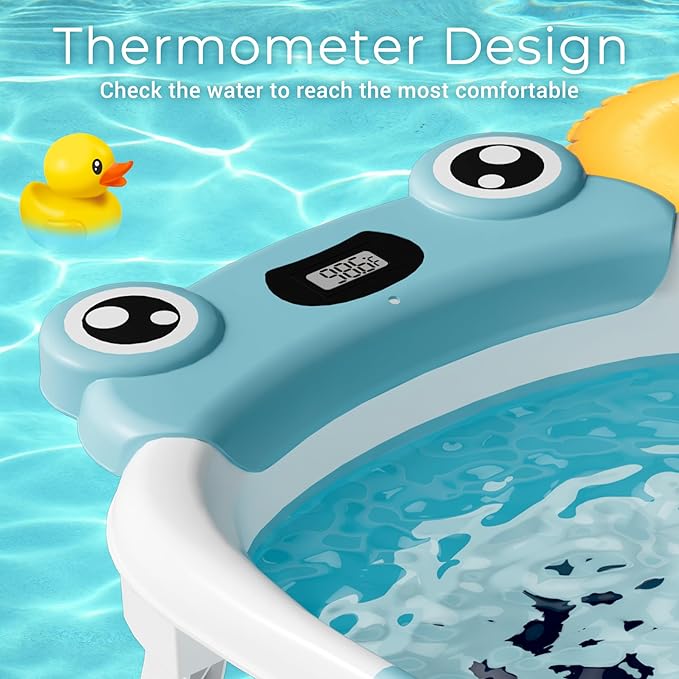 Baby Bathtub, Collapsible Newborn Bathtub for Infant to Toddler 0-24 Months with Soft Bath Net,Portable Travel Newborn Tub with No-Slip Feet, Baby Shower Gifts,Sky Blue