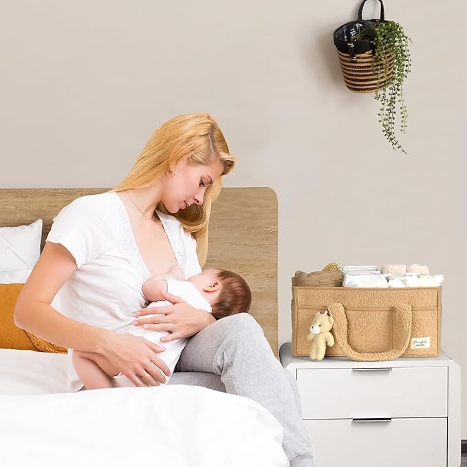 PeraBella Diaper Caddy Organizer for Changing Table, Storage Basket for Wipes, Gift for Baby Shower, Car Organizer, Nursery Organizer, Portable Storage