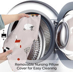 Little Grape Land New Nursing Pillow for Breastfeeding, Larger Breast Feeding Pillow and Positioner with Removable Cover for More Support, Tummy Time and Bottle Feeding Support Pillow, Pink Ranch