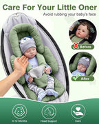 Infant Car Seat Head Support with Extra Shoulder Covers Set, Thickened Carseat Cushion for Baby, Breathable Newborn Carseat Insert for Stroller Swing