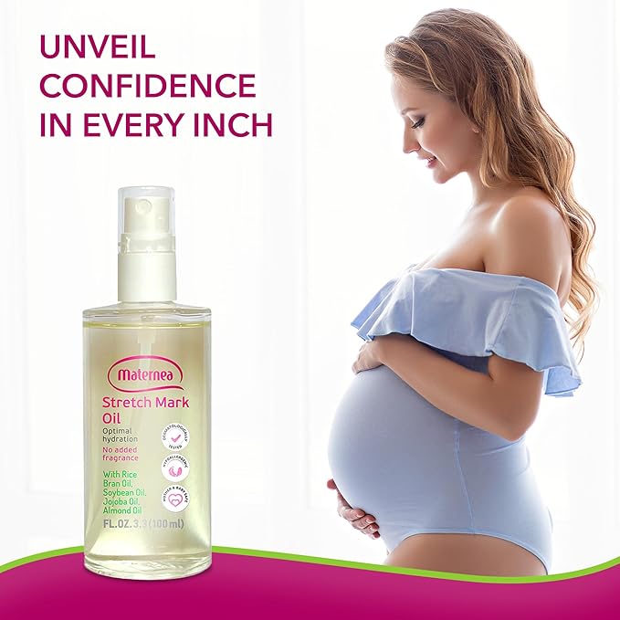 Stretch Mark Oil for Pregnancy – Nourishing Body and Belly Oil for Pregnant Women with Natural Oils and Vitamin E – Helps Moisturize and Comfort Stretching Skin – 3.3 fl oz (100 ml)
