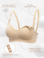 HOFISH Maternity Nursing Bras for Breastfeeding, 3 Pack Pregnancy Deep V Neck Wireless Bra with Extenders & Clips