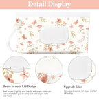 FEBSNOW 2 Pack Baby Wipes Dispenser Holder, Portable Refillable Baby Wet Wipes Pouch Container Reusable Travel Case for Outdoor Hiking, Pink Flower