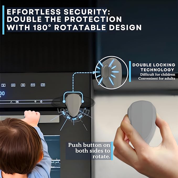 Oven Lock Child Safety, 1 Pack, Oven Door Lock Child Safety, Oven Baby Proofing, Heat-Resistant, Durable & Easy to Install Oven Safety Locks for Toddlers, Baby Proof Oven (Grey)