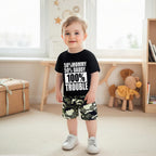 wdehow Toddler Kids Baby Boy Summer Clothes Sets 1T 2T 3T 4T 5T Letter Print Short Sleeve Tops Camouflage Shorts Outfits