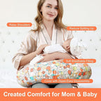 Nursing Pillow, Ergonomic Support Breastfeeding Pillow for Easier Breast Feeding and Bottle Feeding, Baby Feeding Pillow with Machine Washable Cotton Cover (Fruit)