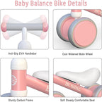 Baby Balance Bike Toys for 12-36 Months Kids Toy Boy and Girls Gifts Toddler Best First Birthday Gift Children Walker No Pedal Infant 4 Wheels Bicycle (Classic, Pink)