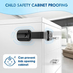 10 Pack Cabinet Locks Baby Proofing, SOGUDE Child Proof Cabinet Locks with 3M Adhesive Child Safety Locks for Refrigerator, Doors, Drawer Locks No Drilling, Cabinet Locks for Babies- Black