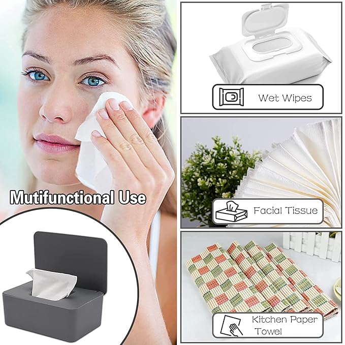 NOVWANG 3 Pack Baby Wipes Dispenser Wipes Holder with Lids, Keep Wipes Fresh, Refillable Wipes Container with Sealing Design, Bathroom Tissues Wipes Case Box