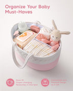 Maliton Diaper Caddy for Baby Girl-Cotton Rope Diaper Caddy, Diaper Organizer for Changing Table, Portable Baby Basket for Storage Baby Stuff, Newborn Registry Must Have Items